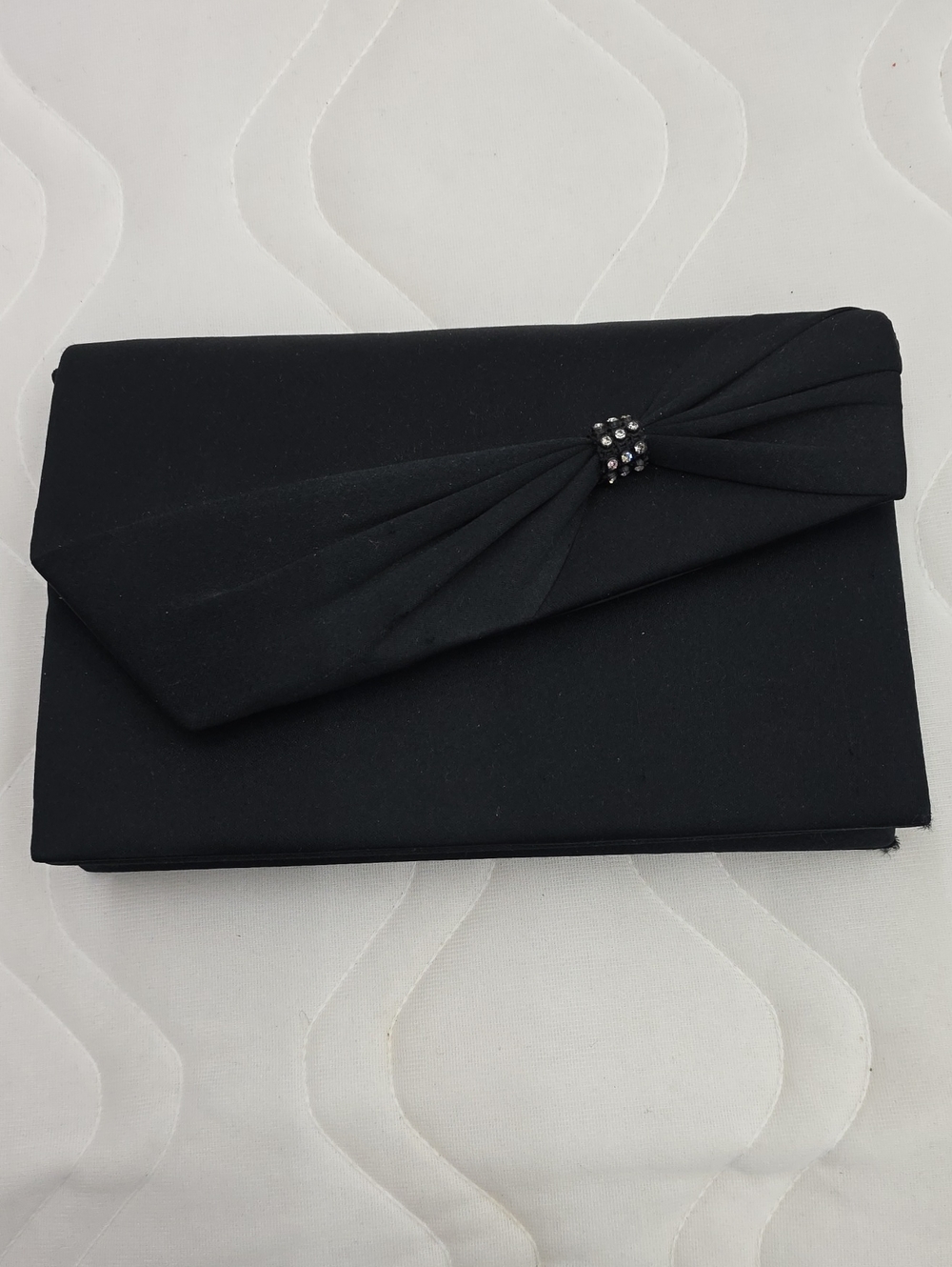 Genie Black Evening Clutch with Embellished Knot